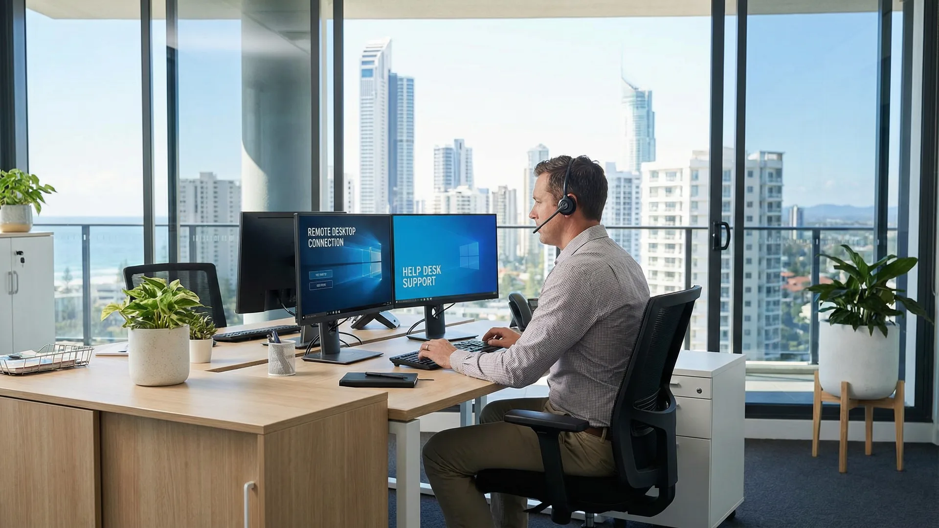 IT support technician providing remote IT support for a Gold Coast business