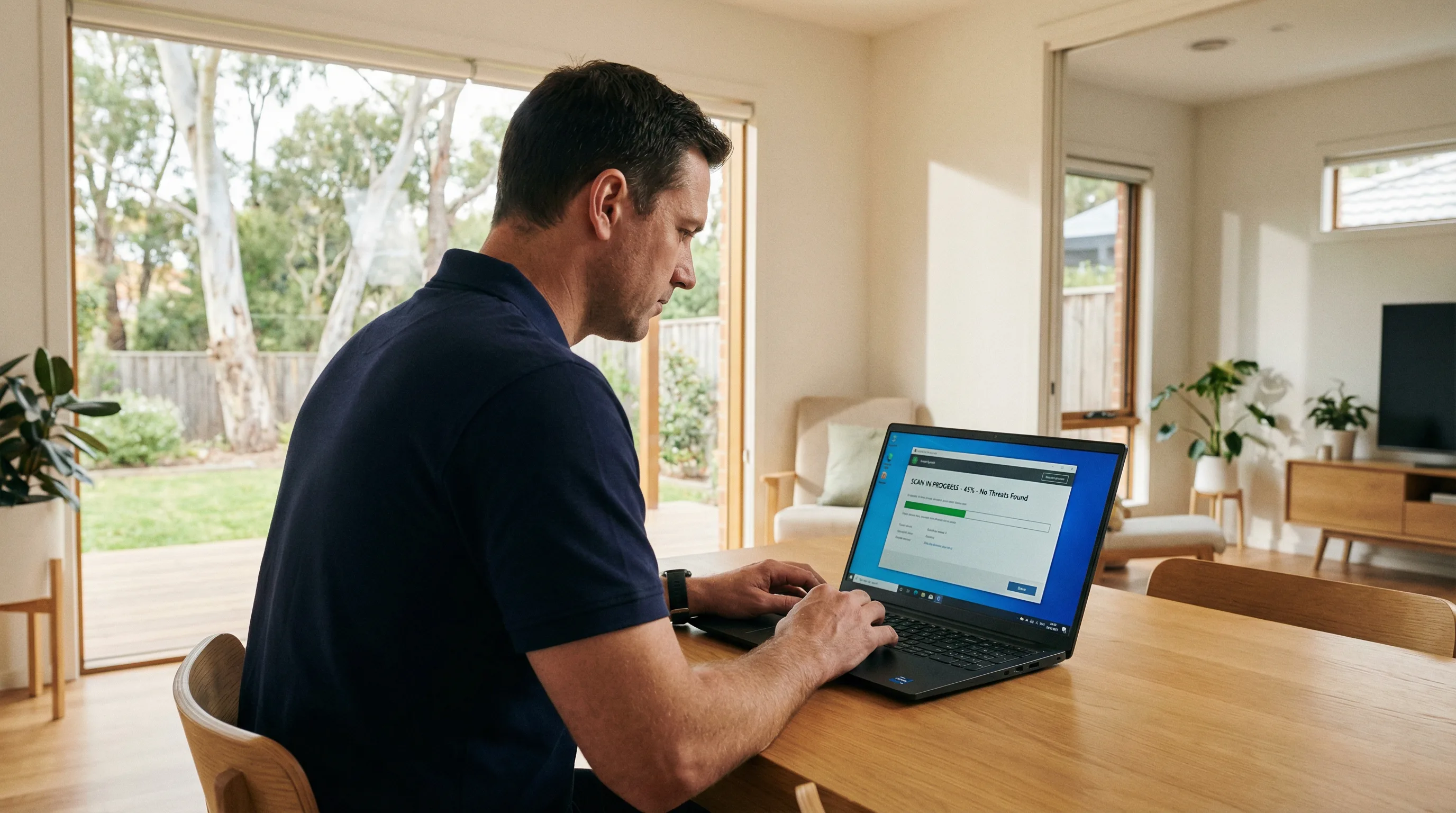 IT technician performing virus and malware removal on a Gold Coast home computer